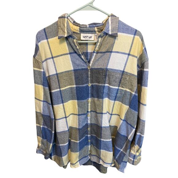 Vintage 90's Krazy Kat Women's Flannel Plaid Button Up Plus Size 16 - Picture 1 of 9